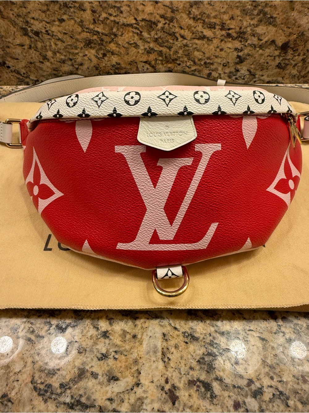 Limited Edition! Louis Vuitton Rouge and Rose monogram giant bum bag!! Excellent